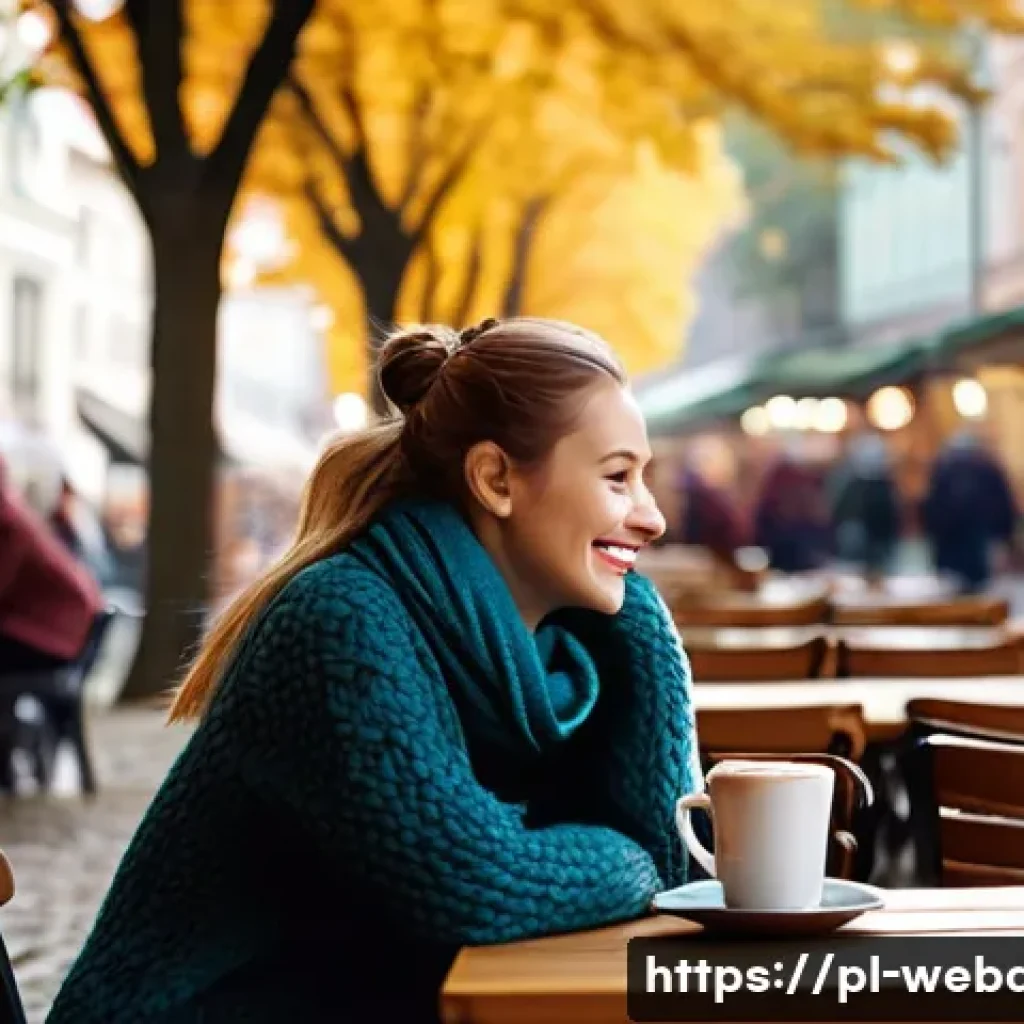 웹개발자 대기업 이직 - **A Cozy Autumn Morning in Warsaw**: A young woman, wearing a thick, cable-knit sweater and leggings...