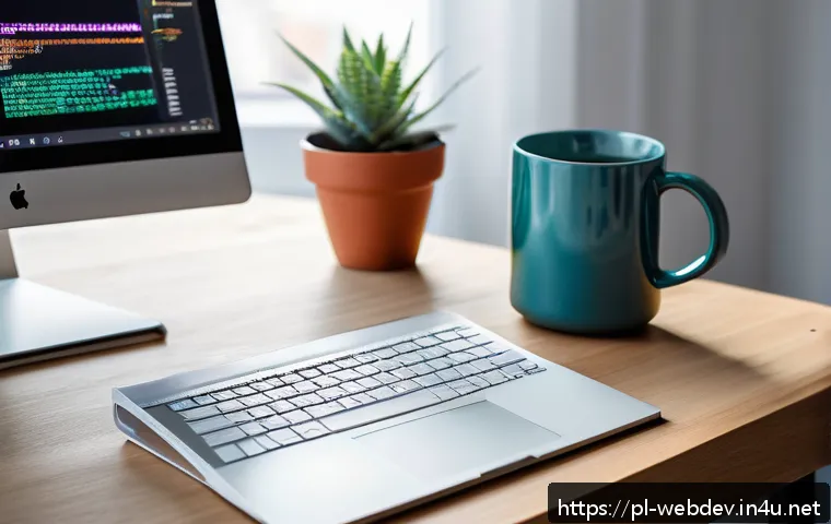 웹개발자 코드 스니펫 활용 - A modern programmer&rsquo;s workspace in Poland, featuring a sleek laptop with Visual Studio Code open dis...